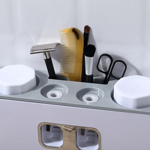 免打孔牙刷架套装简约漱口杯自动多功能儿童卫生间器挤牙膏置物架