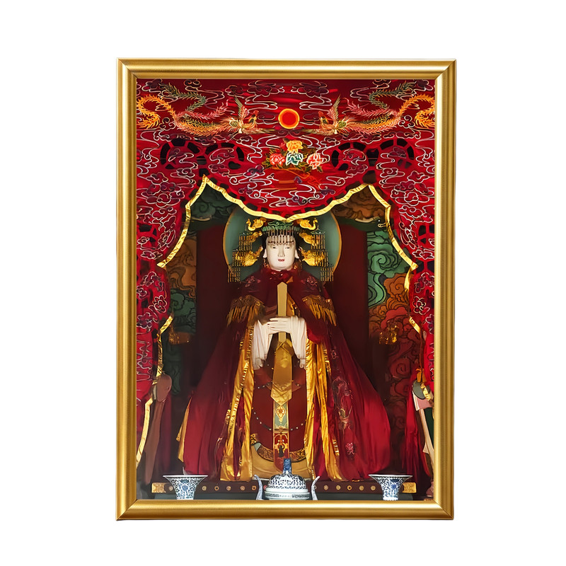 北顶娘娘碧霞元君佛像相框画框摆件玄关桌面供奉摆台挂画照片定制