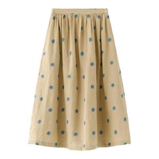 梭家｜星光点秋思｜长裙A字裙文艺亚麻提花