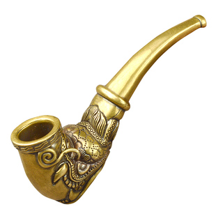 优雅手工雕龙烟斗貔貅旱烟袋老式传统黄铜大烟锅子男士创意礼物具