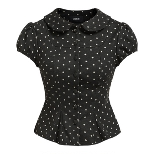 CIDER波点彼得潘领泡泡袖短款上衣115158390