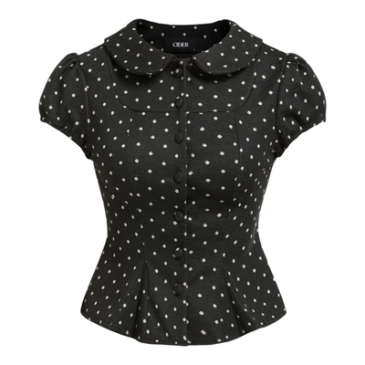 CIDER波点彼得潘领泡泡袖短款上衣115158390