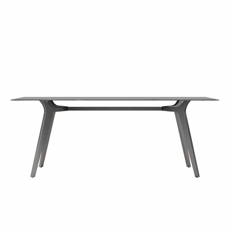 玻璃餐桌意式长方形轻奢现代简约家用不锈钢极简设计师岛台餐桌