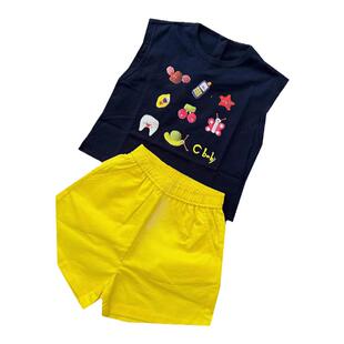 韩系姐弟兄妹童装无袖T恤夏季新款帅哥印花背心上衣女孩洋气短裤