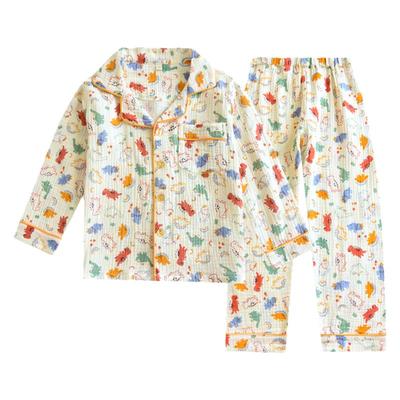 儿童纯棉纱布卡通夏柔软睡衣套