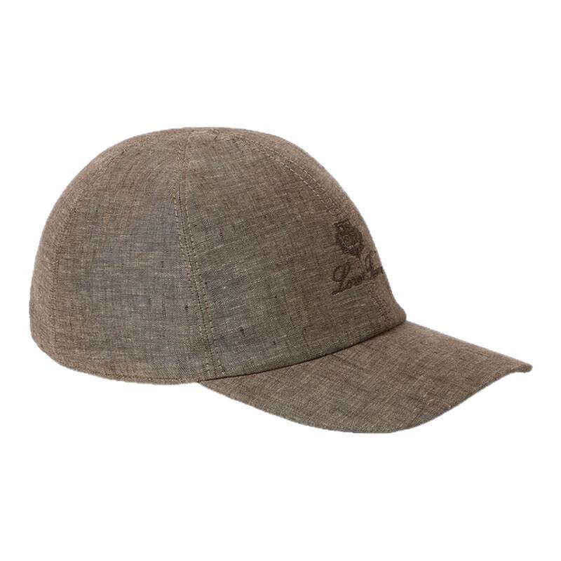 LoroPiana/诺悠翩雅男士棒球帽 灰褐色亚麻Logo刺绣2026夏季新款