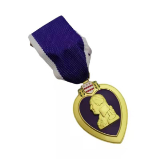 Purple Heart美国美军荣誉徽章战伤紫色紫心勋章金属胸章别针胸针