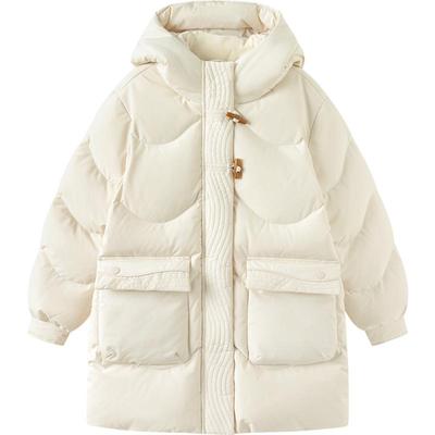 巴拉巴拉女童羽绒服大童中长款加厚外套秋冬季新款童装宝宝白色潮
