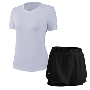 361运动套装女夏季薄款透气跑步上衣短袖t恤羽毛球瑜伽短裤健身服