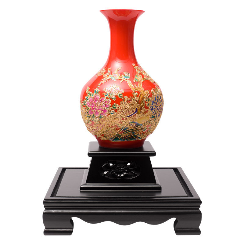 鸟语花香客厅陶瓷摆件金箔工艺品
