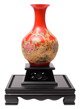 鸟语花香客厅陶瓷摆件金箔工艺品