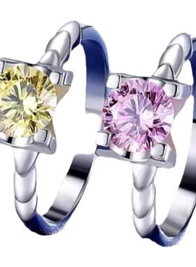 进口色莫桑石麻花牛头戒指