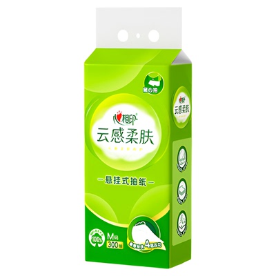 悬挂抽纸心相印300抽4层