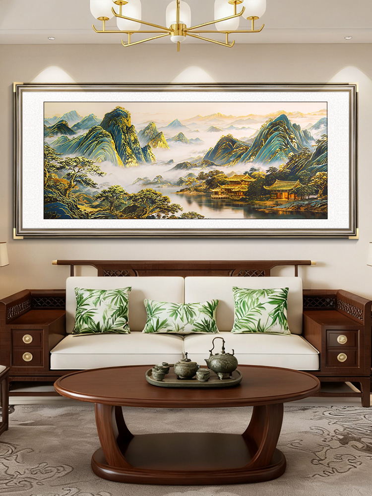 背有靠山立体浮雕山水画挂画客厅沙发背景墙装饰画聚财餐厅风景画