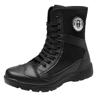 强人3515保安靴男高帮作战训靴侧拉链战术训练靴安检安保黑色工作
