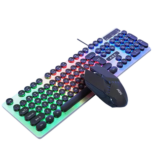 AOC游戏键盘鼠标套装有线发光办公通用台式笔记本外接USB机械手感