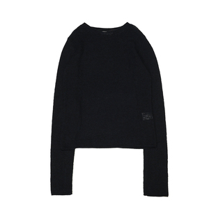 SoloForTwo 蓬松感马海毛毛衣 套指袖经典黑色羊毛针织衫