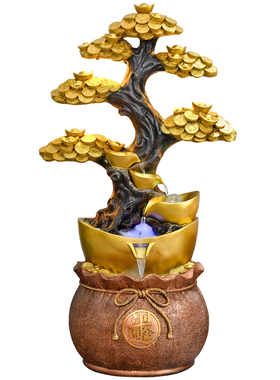 摇钱树循环水风水轮招财摆件