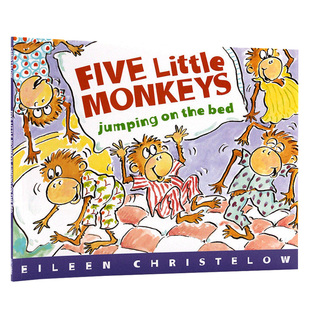 进口英文原版绘本 Five Little Monkeys Jumping on the Bed 平装 五只小猴子在床上蹦蹦跳 廖彩杏书单 fivelittle monkeys