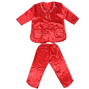 香港结婚用品上头睡衣绣花款红色V领中袖 新娘龙凤裙褂内打底垫底