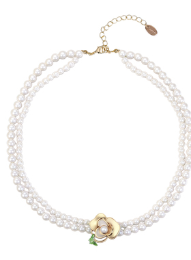 Cercoo/奢蔻幽幽栀玉双层珍珠项链花朵高级感饰品女高端锁骨颈链