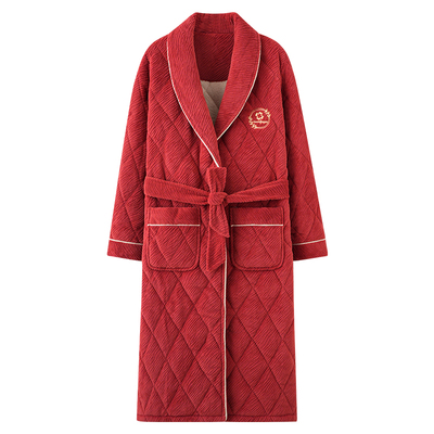 芬腾正品秋冬季女加厚珊瑚绒睡袍