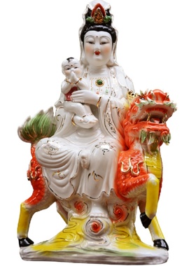 陶瓷麒麟摆件供奉观音佛像