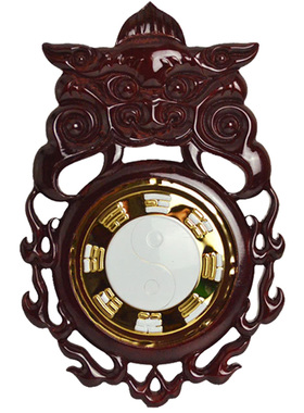 虎头桃木八卦镜化解厕所门对卧室