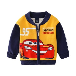 童装男童双层毛衣加绒开衫2026春冬中小童拉链衫儿童潮流小车外套