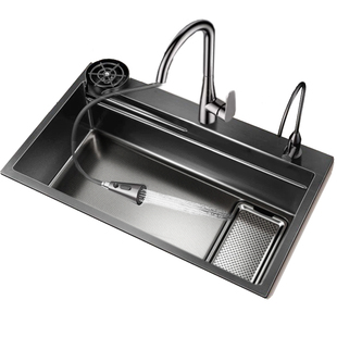 厨房洗菜盆大单槽加厚5MM米粒集渣304不锈钢水槽家用洗碗槽台下盆