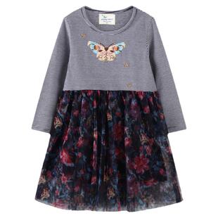 外贸女童洋气连衣裙2025春秋新品裙子宝宝长袖碎花裙A类纯棉童装