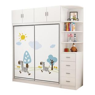 衣柜家用卧室推拉门儿童房间卡通公主女生实木生态板加厚衣橱定制