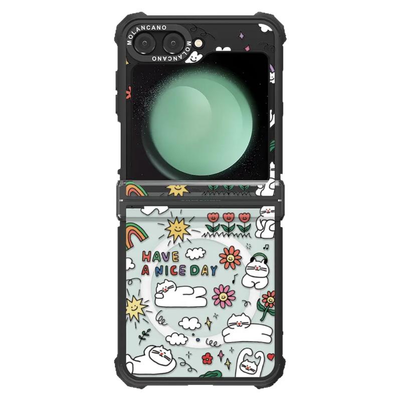 韩国molancano潮牌网红三星折叠手机壳磁吸可爱猫咪兔子适用Galaxy Z Flip6透明防摔5保护套4ins闺蜜情侣外壳