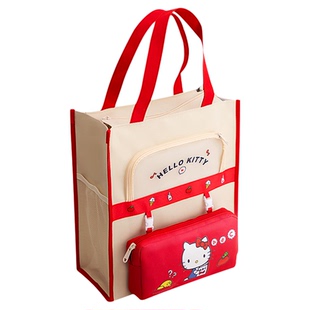 正版三丽鸥卡通补习袋学生手提袋大容量帆布包轻便拎书袋补课书包女孩高颜值小学生补习收纳袋帆布袋女孩专用