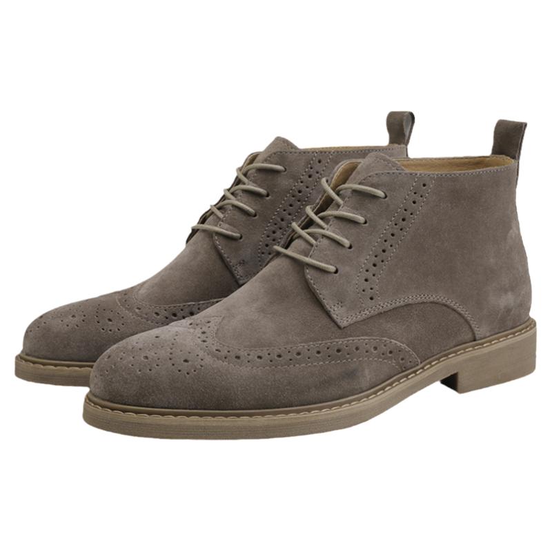 高光反绒牛皮马丁靴2025新款真皮休闲百搭系带布洛克切尔西男单靴