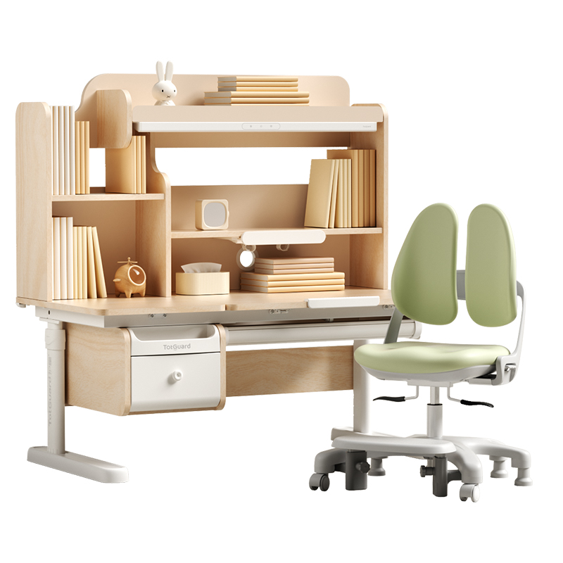 护童星辰1号实木儿童学习桌椅可升降书桌小学生家用书桌椅套装