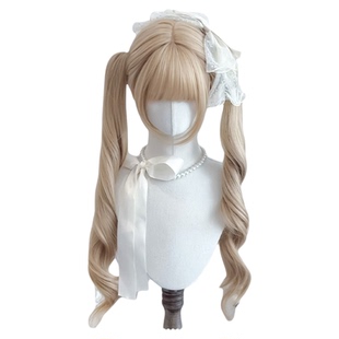 喵喵岛Lolita白金色假发女罗马卷长卷发萝莉双马尾抓夹假发全头套