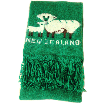 新西兰翡翠绿色双面羊毛针织围巾