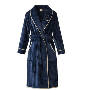 迅尔美男士睡袍秋冬款长款珊瑚绒睡衣加厚加绒法兰绒浴袍男款冬季