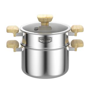 316不锈钢蒸锅汤锅一体家用双层蒸笼笼屉大容量电磁炉燃气灶专用