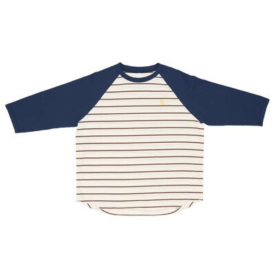 渃素然 零 2003女士春季新品条纹拼色运动吸湿七分袖A0231TS12