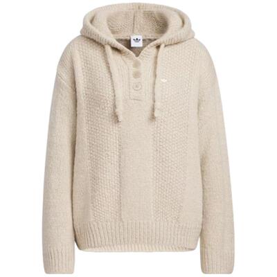 滔搏adidas阿迪达斯三叶草女子百搭宽松针织连帽毛衣套头衫KS5968