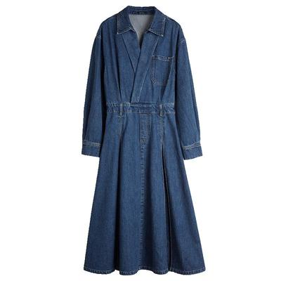 设计感收腰牛仔连衣裙ELLE