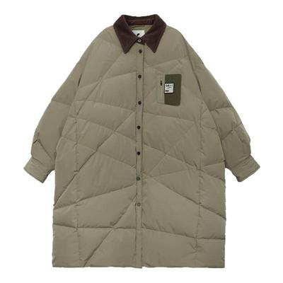 半圆原创设计感女装2025冬季复古小众衬衫式长款过膝高端羽绒服女