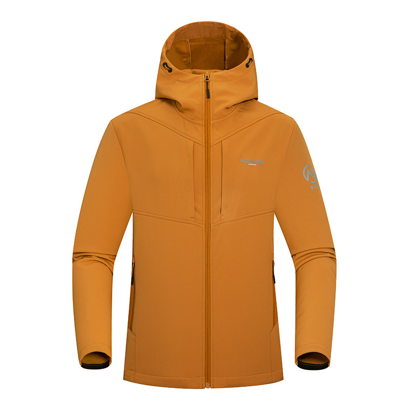 诺诗兰软壳衣男女秋冬新款防风透气加绒保暖连帽冈仁徒步登山外套