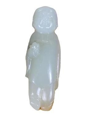 两枚寿星手把件和田白玉籽料