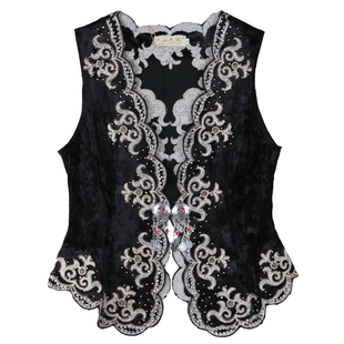 2025新款新疆舞蹈演出服民族风绣花广场舞蹈坎肩维族舞蹈马甲女式