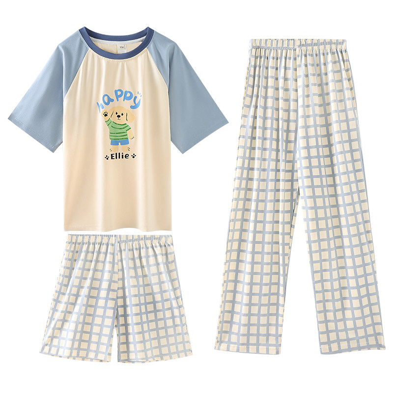 猫人夏季儿童纯棉家居服套装