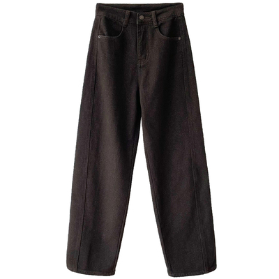 显瘦一体绒窄版加绒弯刀牛仔裤女