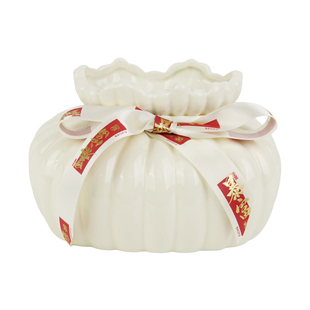 红色福袋陶瓷纸巾盒客厅高颜值轻奢抽纸盒设计感茶几摆件新年暴富